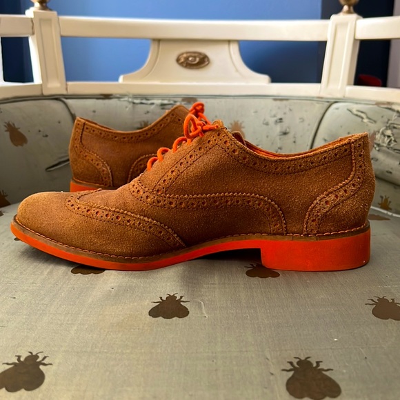 Cole Haan Alisa Oxford Women’s 8 B Brown Orange Leather Wingtip Loafer Shoes - Picture 8 of 14